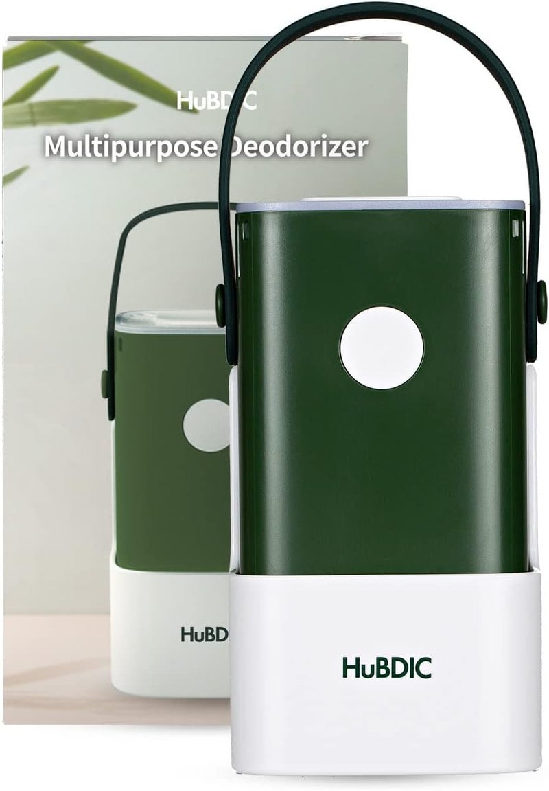 Hubdic منقي الهواء المحمول الصغير HubiCare - هواء بدون سلك لا يحتاج إلى فلتر HEPA ويزيل الروائح - للسيارات، فضلات الحيوانات الأليفة، وخزانة الأحذية (أخضر) - Image 1